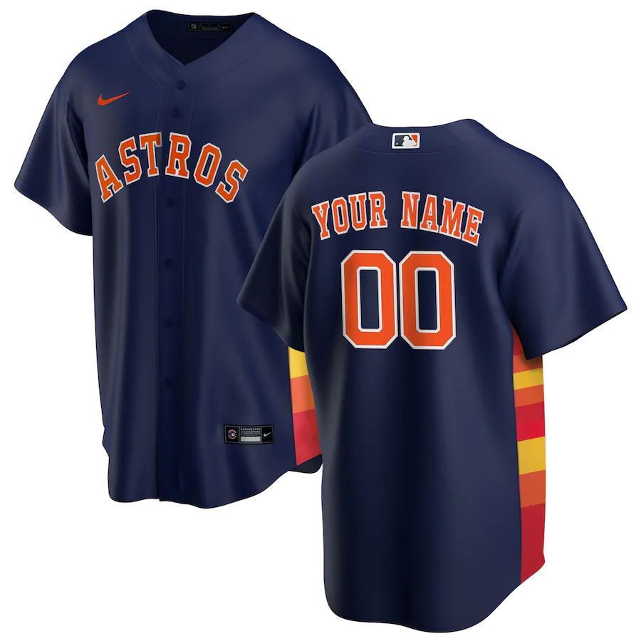 Mens Houston Astros Nike Navy Alternate Replica Custom MLB Jerseys